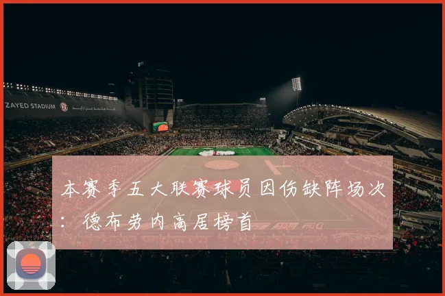 本赛季五大联赛球员因伤缺阵场次:德布劳内高居榜首